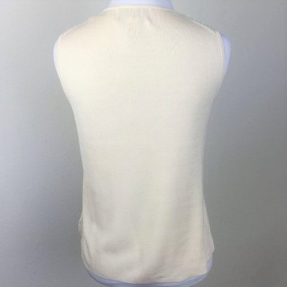 NWOT Bloomingdale's Cream Sequin Sleeveless Silk Top s/p - Picture 4 of 7